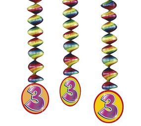 Decoratie spiraal 3 jaar | 3 stuks Decoratie spiraal 3 jaar | 3 stuks