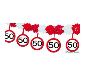 Folat Guirlande de panneaux de signalisation 50e anniversaire avec pendentifs suspendus, 4 mètres | à l'unité