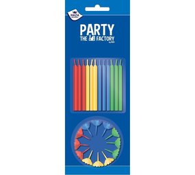 Taartkaarsjes 24 stuks - 12 houders assorti gekleurd Taartkaarsjes 24 stuks - 12 houders assorti gekleurd