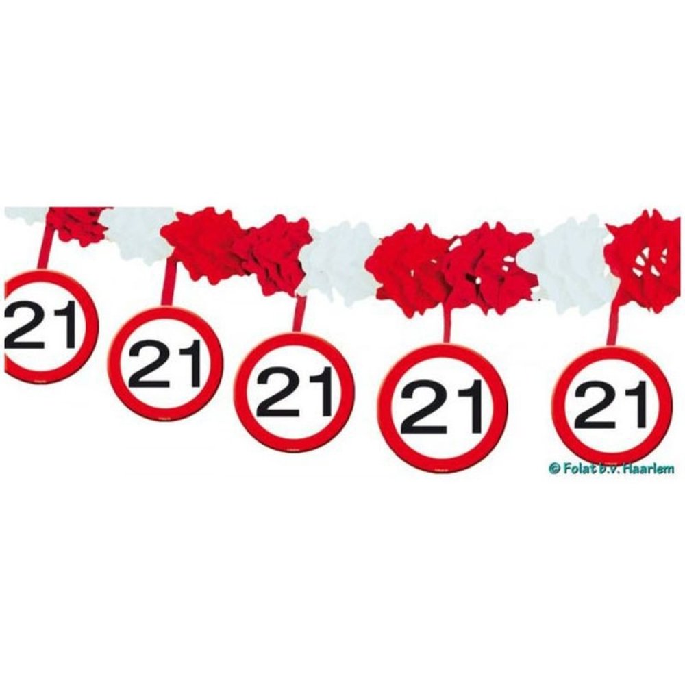 Folat Slinger Verkeersbord 21 jaar met Onderhangers 4mtr | per stuk Folat Slinger Verkeersbord 21 jaar met Onderhangers 4mtr | per stuk