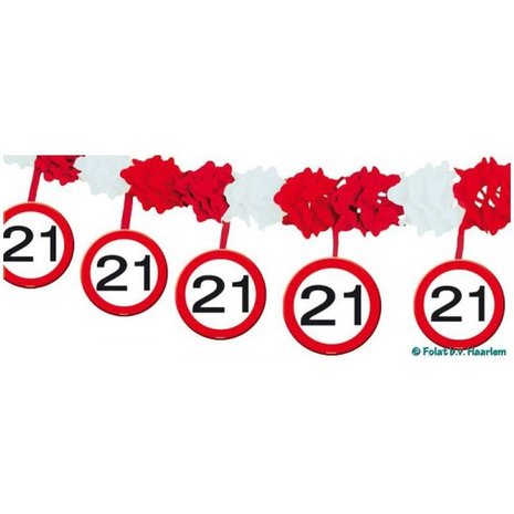 Folat Guirlande de panneaux de signalisation 21 ans avec pendentifs suspendus, 4 mètres | à l'unité