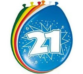 Folat Ballons pour 21e anniversaire 30 cm | 8 pièces