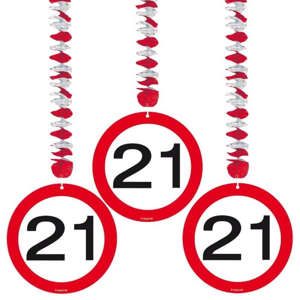 Folat Dekorative Spirale, 21 Verkehrsschilder, 3 Stück