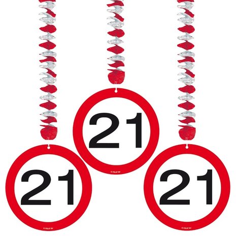 Folat Dekorative Spirale, 21 Verkehrsschilder, 3 Stück