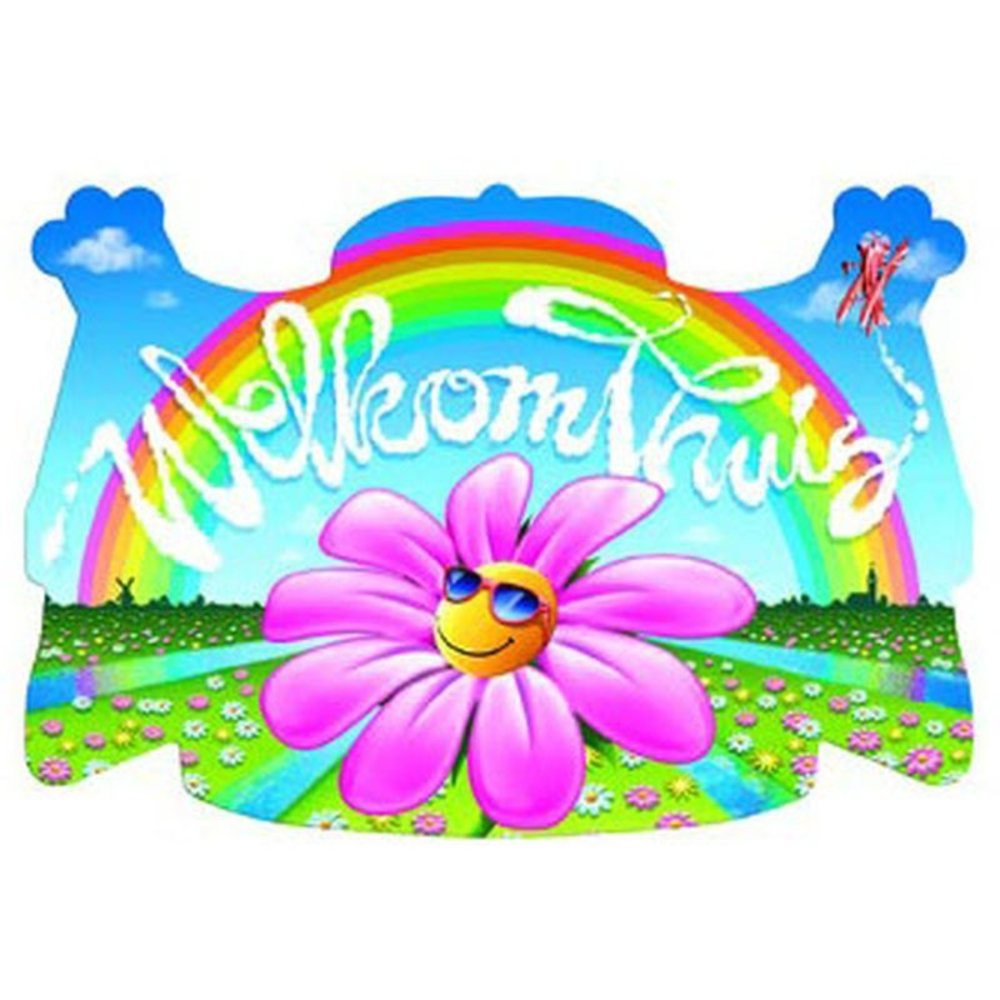 Willkommensschild mit Blumenmuster