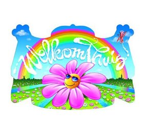 Panneau de porte fleuri « Bienvenue à la maison »