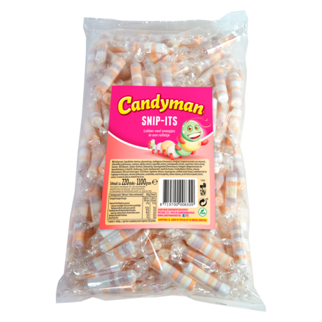 Candyman 20x Snipits Suikersnoepjes per rolletje verpakt Candyman 20x Snipits Suikersnoepjes per rolletje verpakt