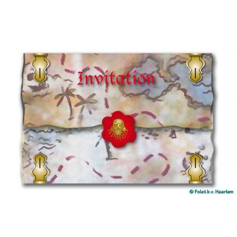 Folat Uitnodiging Red pirate | 8 stuks Folat Uitnodiging Red pirate | 8 stuks