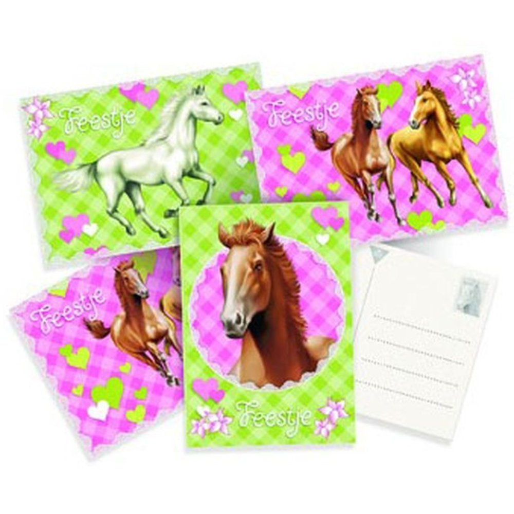 Einladungen mit rosa Ponymotiv | 6 Stück