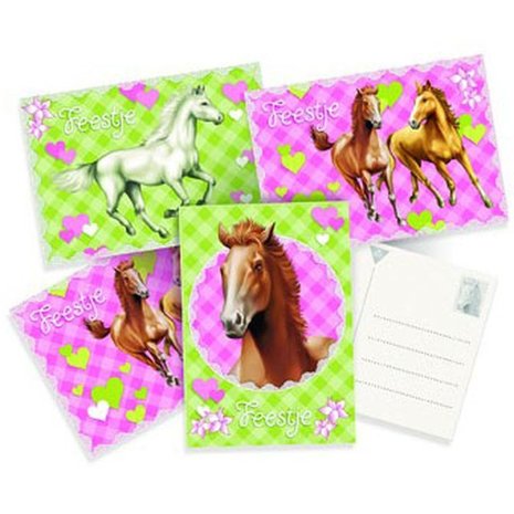 Einladungen mit rosa Ponymotiv | 6 Stück