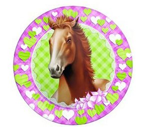 Haza - Witbaard Teller mit rosa Ponymotiv, 23 cm | 8 Stück