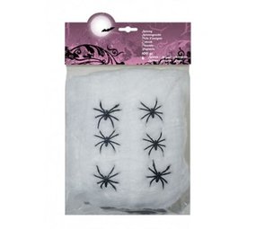 Boland Levensgroot Spinnenwebkleed wit met 6 spinnen Boland Levensgroot Spinnenwebkleed wit met 6 spinnen