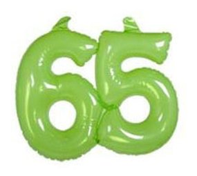 Folat Inflatable number 65 transparent lime green