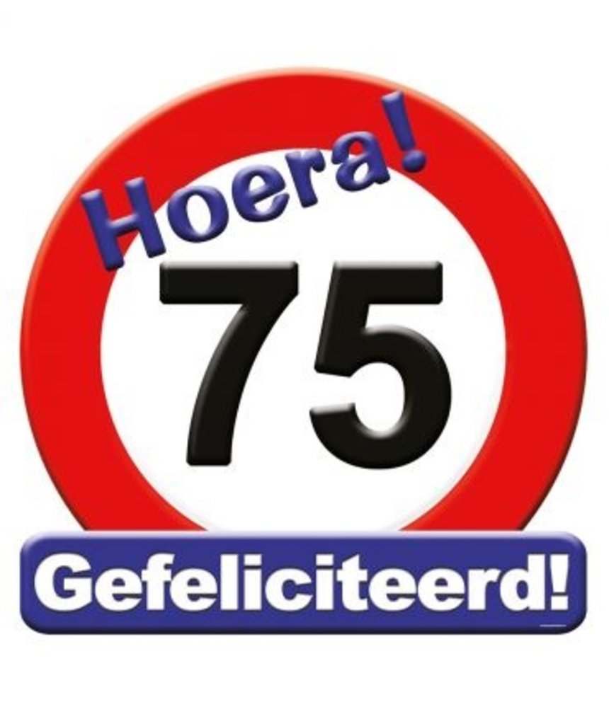 Paper Dreams Deurbord 75 jaar Verkeersbord 50cm | per stuk Paper Dreams Deurbord 75 jaar Verkeersbord 50cm | per stuk