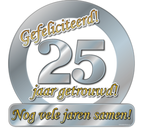 Paper Dreams Deurbord 25 jaar Getrouwd Verkeersbord 50cm | per stuk Paper Dreams Deurbord 25 jaar Getrouwd Verkeersbord 50cm | per stuk