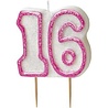 Kerze 16 rosa Glitzer