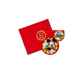 Procos Party Uitnodiging Mickey Mouse feestje 1-2-3 party time 6 stuks Procos Party Uitnodiging Mickey Mouse feestje 1-2-3 party time 6 stuks