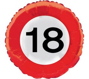 Folat Folienballon „18 Jahre Verkehrsschild“ 46 cm | pro Stück
