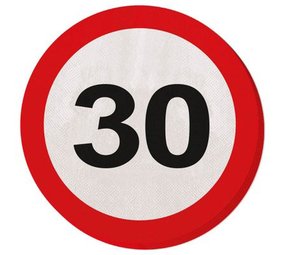 Folat Servet Verkeersbord 30 jaar 20 stuks Folat Servet Verkeersbord 30 jaar 20 stuks