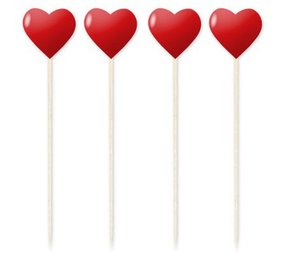 Brochettes en forme de cœur rouge | 50 pièces
