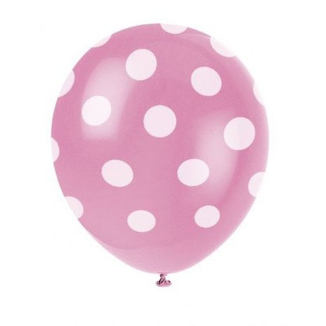 Unique Party Pink Balloons with White Dots 30cm | 6 pieces