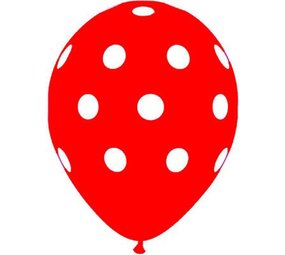 Unique Party Red balloons with white dots | 6 pieces