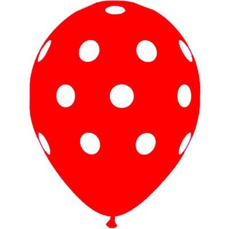 Unique Party Red balloons with white dots | 6 pieces