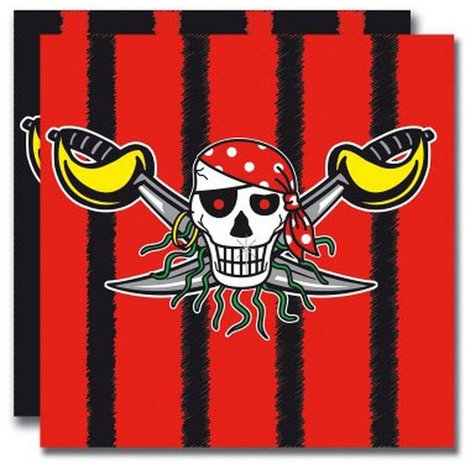 Folat Servetten Red Pirate 33x33cm | 20 stuks Folat Servetten Red Pirate 33x33cm | 20 stuks