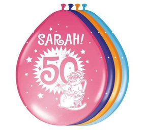 Folat Ballonnen 50 jaar Sarah 30cm | 8 stuks Folat Ballonnen 50 jaar Sarah 30cm | 8 stuks