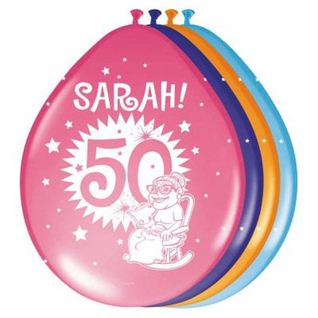 Folat 50th Birthday Balloons Sarah 30cm | 8 pieces