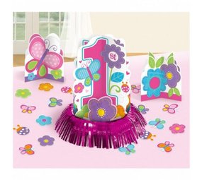 Amscan Tafeldecoratie set 1 jaar vlinder met 20 confetti Amscan Tafeldecoratie set 1 jaar vlinder met 20 confetti
