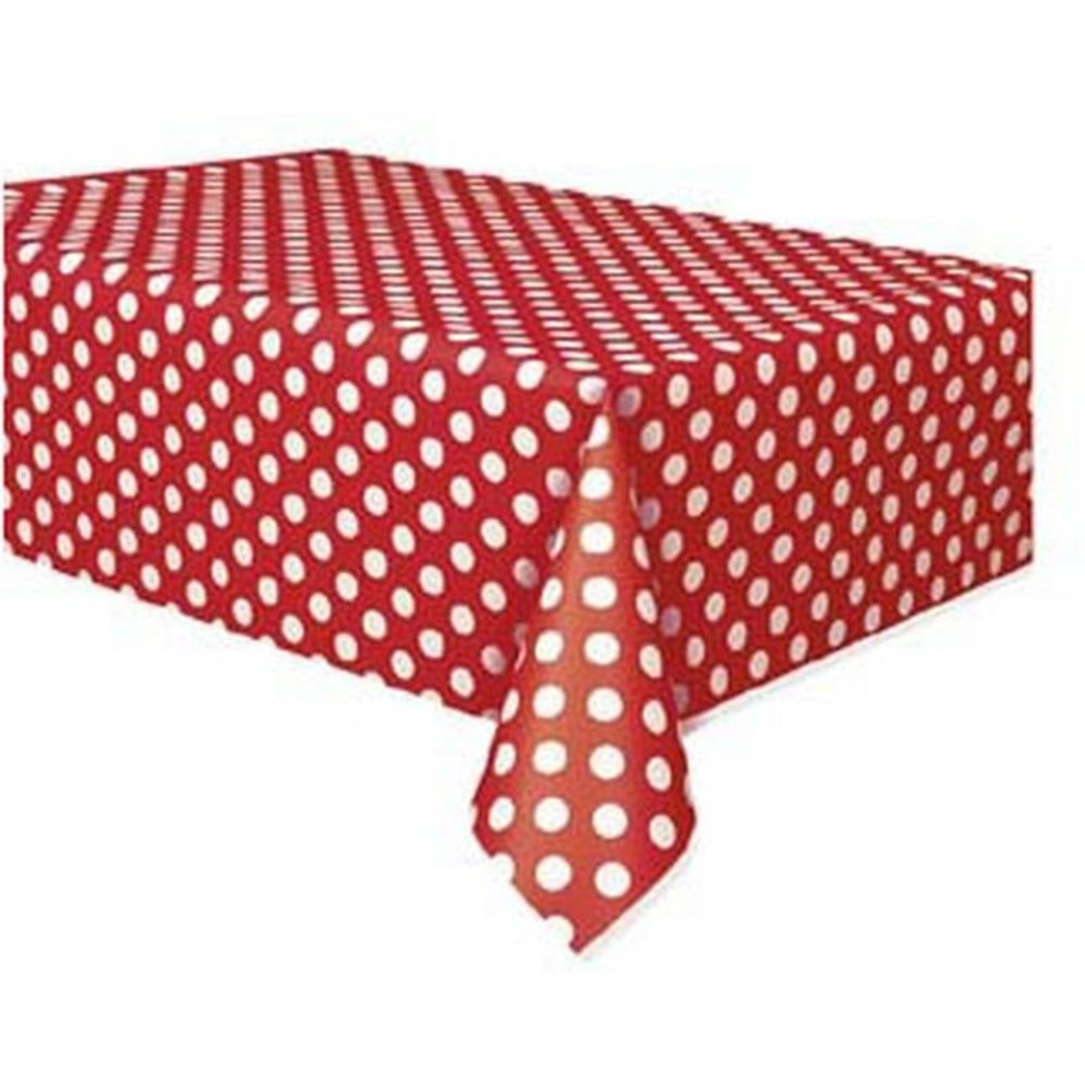 Unique Party Tafelkleed Rood met Witte Stippen 137x274cm | per stuk Unique Party Tafelkleed Rood met Witte Stippen 137x274cm | per stuk