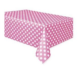 Unique Party Tischdecke in Pink mit weißen Punkten, 137 x 274 cm | pro Stück