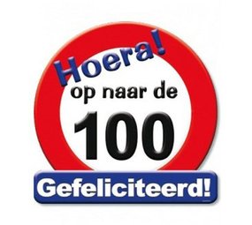 Paper Dreams Deurbord Op naar de 100 Verkeersbord 50cm | per stuk Paper Dreams Deurbord Op naar de 100 Verkeersbord 50cm | per stuk