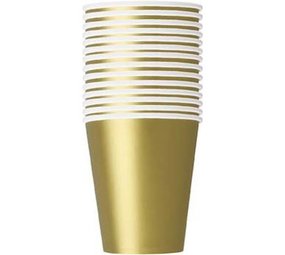 Unique Party Gold Cups 270 ml | 14 pieces