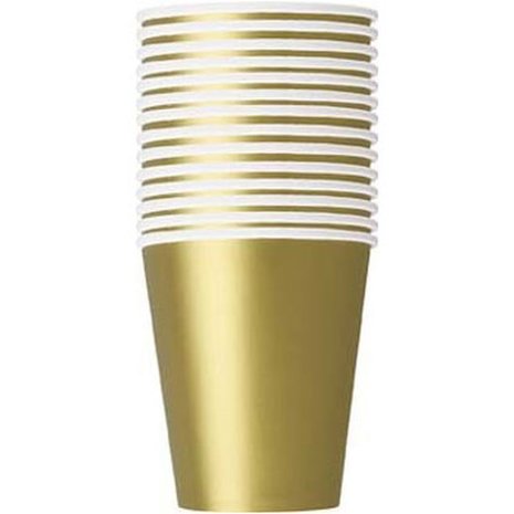 Unique Party Gold Cups 270 ml | 14 pieces