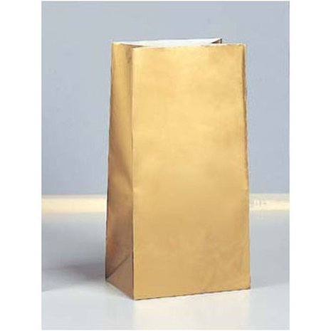 Unique Party Uitdeelzakjes Goud 25.4x12.7x6cm | 10 stuks Unique Party Uitdeelzakjes Goud 25.4x12.7x6cm | 10 stuks