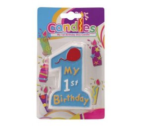 Boland Kaars My 1st birthday blauw 12cm Boland Kaars My 1st birthday blauw 12cm