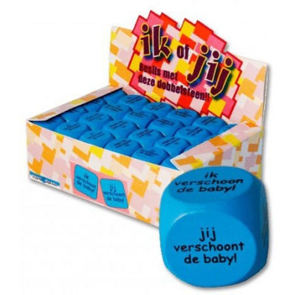 Paper Dreams Dobbelsteen Jij Verschoont De Baby Blauw 2cm | per stuk