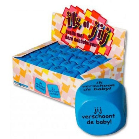 Paper Dreams Dobbelsteen Jij Verschoont De Baby Blauw 2cm | per stuk