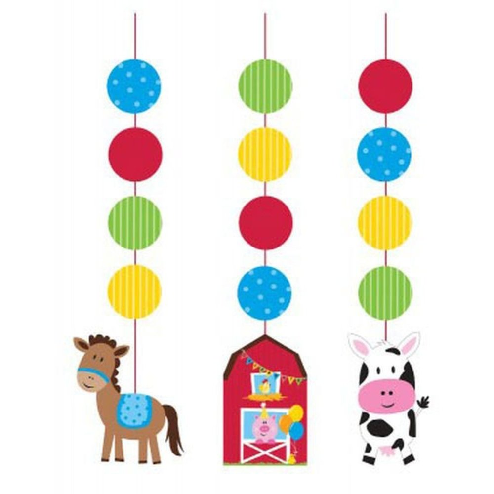 Creative Converting Décoration suspendue Animaux de la ferme, 3 pièces