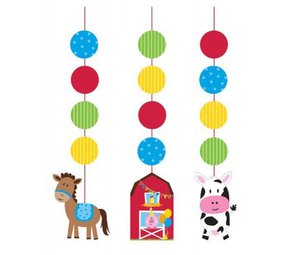 Creative Converting Farm Animals Hanging Decoration 3 Pieces
