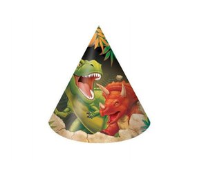 Creative Converting Dino Blast Feest Hoedjes 16cm | 8 stuks Creative Converting Dino Blast Feest Hoedjes 16cm | 8 stuks