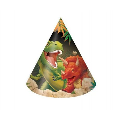 Creative Converting Dino Blast Party Hats 16cm | 8 pieces