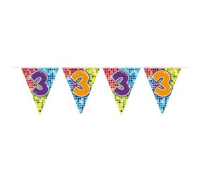 Folat Mini Vlaggenlijn Slinger 3 jaar Birthday Blocks 3mtr | per stuk Folat Mini Vlaggenlijn Slinger 3 jaar Birthday Blocks 3mtr | per stuk