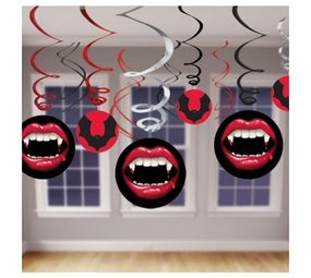 Amscan Decoratie swirl Horror 12-delig Amscan Decoratie swirl Horror 12-delig
