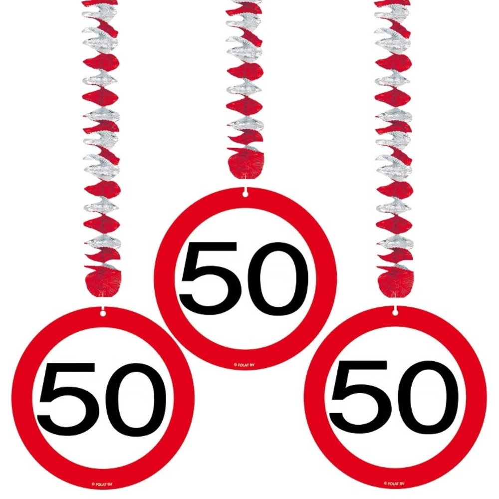 Folat Dekorative Spirale, 50 Verkehrsschilder, 3 Stück