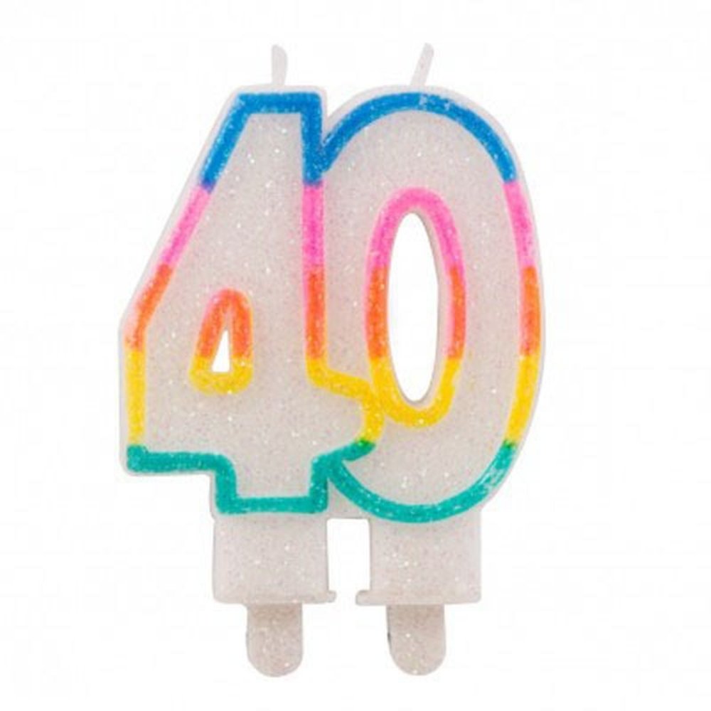 Folat Glitzernde Kerze zum 40. Geburtstag