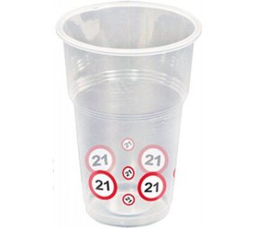 Folat Beker Verkeersbord 21 jaar | 10 stuks