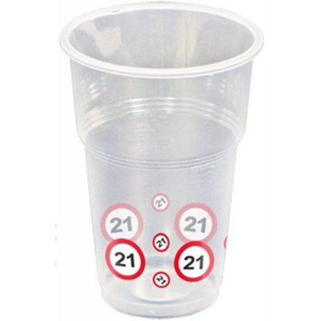 Folat Beker Verkeersbord 21 jaar | 10 stuks Folat Beker Verkeersbord 21 jaar | 10 stuks